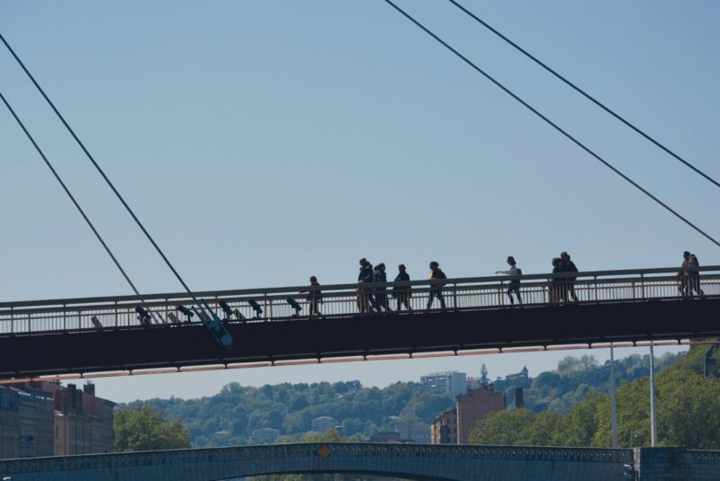 People walking on a bridge