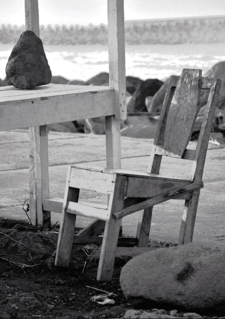 A chair in black and white color