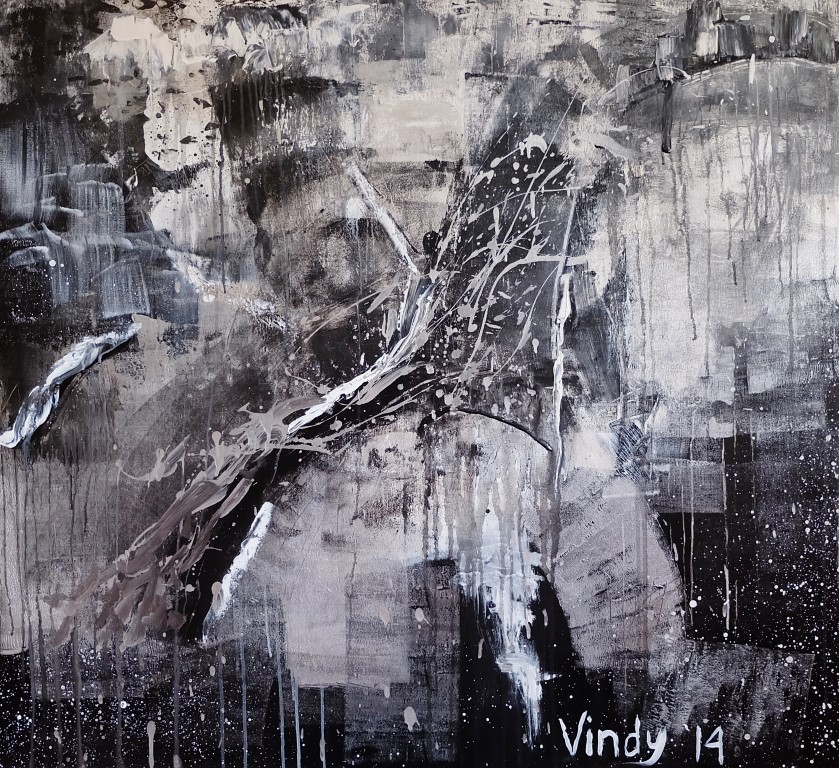 A painting titled "Fear of Hesitation" by Vindy Ariella